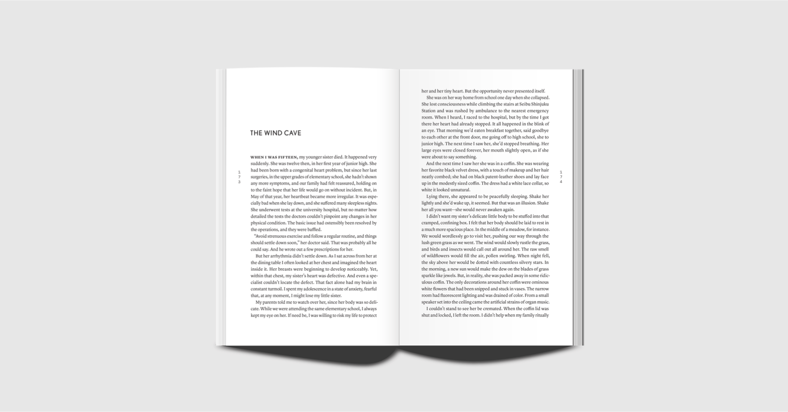 Pages of a book. Short story title: The Wind Cave